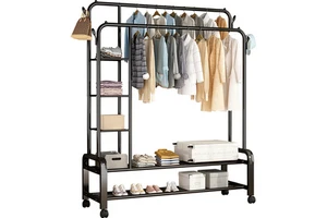 BZ-MCR43 Simple Metal Coat Rack Stand with Shelf and Clothes Hanger for Living Room Storage