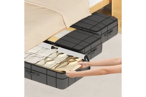 Large Modern Square Window Grid Cross-Border Foldable Under-Bed Storage Bag Home Organizer Box High Capacity Grid Patterned