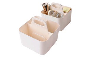 Masthome Small Desktop Storage Box With Handle Plastic Office Stationery Organizer Box Portable Caddy for Art Supplies Cosmetics