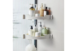 Wall-Mounted Plastic Corner Storage Shelf for Bathrooms