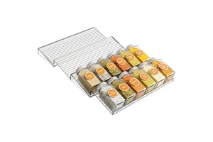 Wholesale Retractable Kitchen Cabinet Drawer Organizer Slanted Tiers Expandable Rack Storage Holders Rack Storage Racks