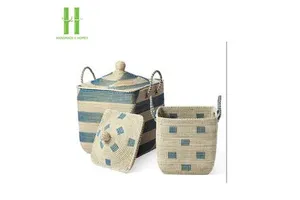 Best Choice Rectangle Seagrass Storage Basket OEM Designs Customize Boho Eco-Friendly Multifunction HNH Craft Handmade Best