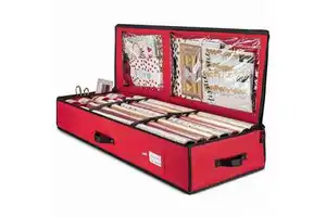 Large Capacity Durable 600D Oxford Christmas Storage Box Premium Holidays Interior Pockets Wrapping Paper Ribbon PP/PC Bag