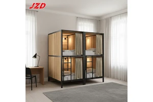 JZD 2 Person Hotel Capsule Sleeping Bed Pods Hotel Metal Bunk Bed With Curtain And Storage For Youth Adult
