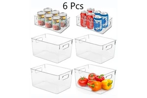 OWNSWING 2 Medium 4 Large Premium Transparent Fridge Organizer Food Storage Container Box and BIn for Food Clothes Cosmetic