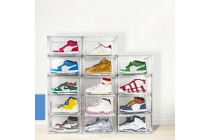 DAYOOH OEM High Quality Shoe Storage Box Stackable Organizer Clear Box Storage Containers Shoe Container for Used Shoes