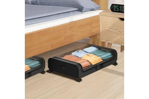 Household Items Organized and Stored Space-Saving Foldable Under-Bed Storage Box With Wheels