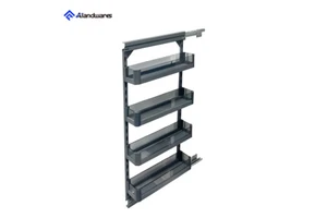 Modern 4-Layer Recessed Kitchen Cabinet Hardware Organizer Pullout Pantry Accessory Kit Side Pull Basket In-Cabinet Solution
