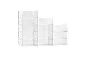 12-Pack Stackable Shoe Storage Boxes Modular Plastic Organizers for US Size 11 Sneakers Space-Saving Design Model D0100X37PK8