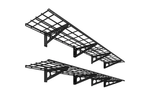 JH-Mech Rust Resistant Wall Mount 12 Inch X 72inch Sturdy Powder Coated Black Steel Garage Wall Shelves