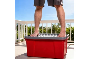 Under Bed Storage Box with Wheels-Slim PP Plastic Injection Molded Organizer 55L Capacity for Bedroom Space Saving