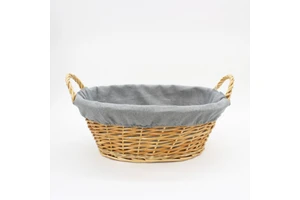 Handwoven Wicker Storage Basket with Fabric Lining