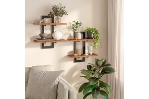 2-layer Floating Wall Storage Rack - Wall-mounted Decorative Shelf, Suitable for Living Room, Bedroom, Bathroom and Kitchen