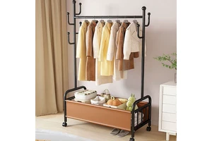 Modern Iron Coat Rack with 6 Hooks Space-Saving Design-Multifunctional for Hotel Bathroom Mall Living Room Clothing Organization