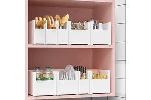 Kitchen Storage Compartments Rectangle Removable Desktop Organizers For Cabinet Countertop Storage Boxes Bins