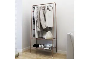 Modern Zinc Alloy Standing Coat Rack & Hanger Space-Saving Floor-to-Ceiling Design for Living Room Storage