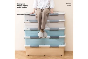 Oversized Extra Large Flat Storage Box PP Plastic Wheeled Under Bed Storage Drawer Household Organizer Bed Organizer