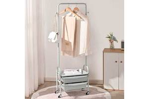 Household Room and Bedroom Floor-Ceiling Coat Clothes Rack Indoor Coat Racks with Drawer Storage