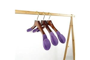 Solid Wood Single Tier Coat Jacket Trousers Organizer Hangers 360 Degree Swivel Hooks Non-Slip Durable for Clothing Store Use
