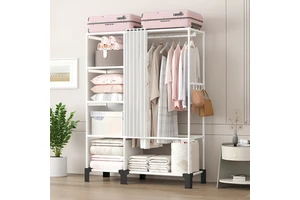 Modern Standing Metal Coat Racks Bedroom Floor-To-Ceiling Dust-Proof Multifunctional Storage Clothes Rack