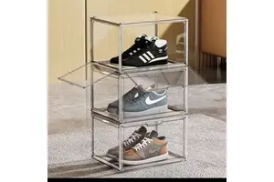 New Design Customized Large Capacity Convenient Clear PET Square Folding Shoe Storage Box Container Zhejiang