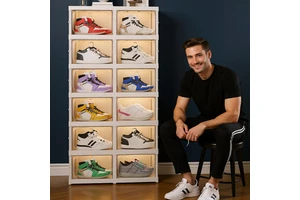 Modern Design Transparent Foldable Shoe Box with Lid Stackable Organizer for Sneakers Home Furniture Storage Solution