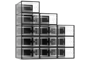 BERRY AVE New Popular Durable Front Open Stackable Clear Storage Plastic Collapsible Folding Shoe Box Modern BT-378