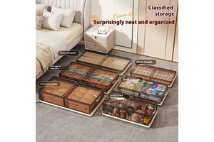 Wholesale Large Foldable Plastic Storage Box Flexible Under-Bed Clothing Bedding Organizer with Wheels for Bedroom Storage