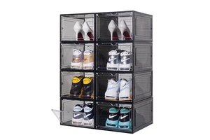 Clear PP Eco-Friendly Household Foldable Plastic Shoe Storage Box with Rectangle Design Injection-Molded Space-Saving for Shoes