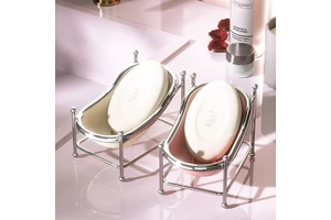 Bathroom Plastic Soap Box Standing Type No Water Accumulation Drainage High-end Single-layer Countertop Shelf Non-perforated