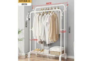 2 Layer Heavy Duty Multi-tier Clothes Organizer Rack Freestanding Coat and Shoe Storage Stand