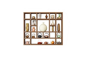 Art Deco Solid Wood Grid Shelf Single-Tier Wall-Mounted Eco-friendly Multifunction Storage Rack Living Room Bathroom Decorative
