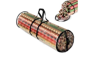 Collapsible Waterproof Canvas Wrapping Paper Holder Multifunctional Christmas Gift Wrap Storage Organizer American Style