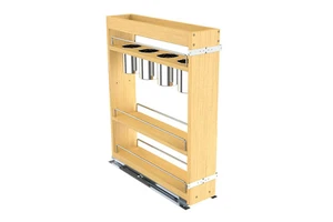 Kitchen Inside Cabinet Under Sink Organizer Utilities Flatware Utensil Jar Storage Wood Pull Out Spice Rack
