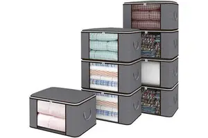 Extra Capacity Clothes Storage Bag Organizer clear Window Foldable Quilt Storage Bag Clothing Storage Box with Zipper