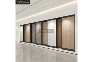 Wholesale Modern Eco-Friendly Luxury Showroom Customizable 2.0mm Thickness Metal Push-Pull Sliding Wooden Door Display Rack
