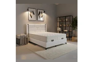 High Quality Turkish Modern Hotel Bed Set Lift Storage Bed Base Stylish Lighted Upholstered Headboard Pillow Top Home Furniture