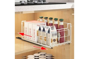 Metal Modern Pull Out Cabinet Organizer Storage Rack Under Sink Cabinet Kitchen Organizer Kitchen Supplies Sliding Drawer Basket