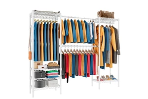 NSF White Modular Wire Closet System Heavy Duty Freestanding Garment Rack Space Saving Wardrobe Organizer Boltless Bulk
