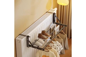 Wall-mounted Clothing Storage Rack for Doors; Foldable Double-layer Shelf for Living Room Toilet Bathroom Doors; Modern