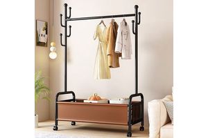 Display Storage Racks Coat Adjustable Household Bedroom Rolling Garment Rack