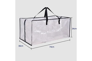 Transparent Clothing Storage Bag Fashionable PP Fabric Foldable Space-Saving Packing Solution Heavy Duty Zipper Handles Moving