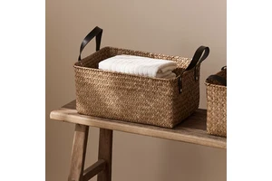 Rattan Woven Storage Basket-Rectangular Japanese-Style Home Use for Desktop Snacks Toys