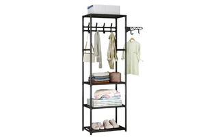 Simple Freestanding Corner Hanger Storage Clothes Stand Coat Rack with Hooks