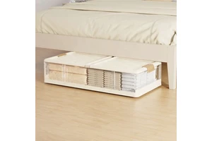 Multifunctional Bedroom Stackable Under Bed Folding Plastic Storage Box with Lid