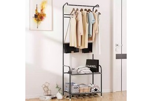 Multifunctional Wall-Mounted L-Shaped Coat Shoe & Clothes Rack for Living Room and Porch Storage