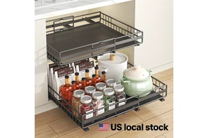 Expandable Width 3 Slide Rails Slide Out Drawers Roll Out Shelves Pull Out Cabinet Organizer With Adhesive For Framed Cabinets