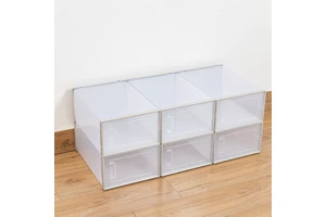 Wholesale Square Detachable Front Open Breathable Sneaker Storage Box Multi-Use Stackable Plastic Shoe Bin Carton