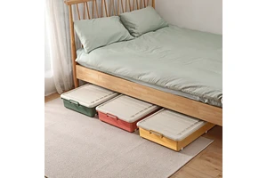 Large Capacity Underbed Storage Box Wheels PP Plastic Modern Bedding Clothes Quilts Container Packaging Bedsheets Quilts Storage