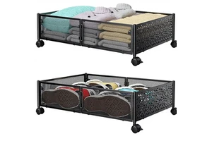 High Quality Large Capacity Metal Wire Mesh Under Bed Organizer Basket Underbed Storage Drawer for Bedroom Clothes Shoes